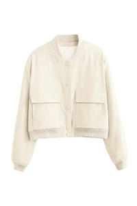Bomber Cropped Jacket for Women - Padded Shoulder - Image 5