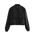 Bomber Cropped Jacket for Women - Padded Shoulder - Image 6