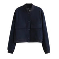 Bomber Cropped Jacket for Women - Padded Shoulder - Image 7