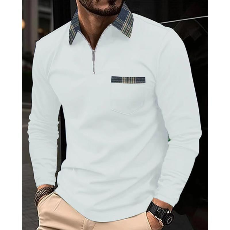 Zip Sweater for Men - Plaid Collar - Image 6