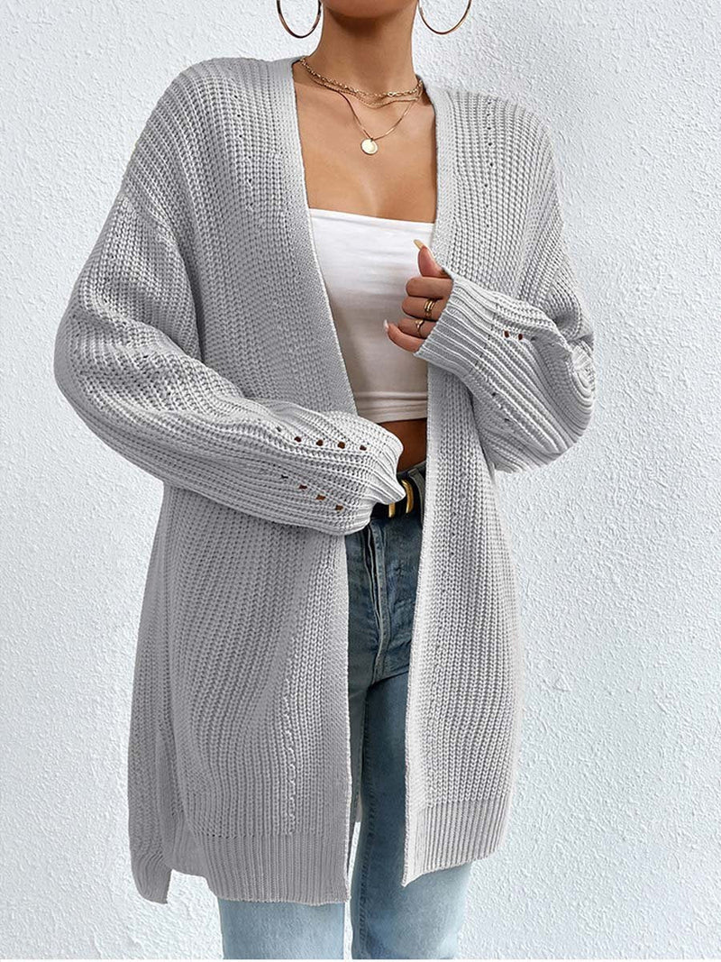 Knit Open Front Cardigan for Women - Oversized - Image 7