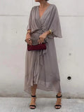 Wrap Midi Dress for Women - V-Neck Belted - Image 6