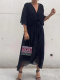 Wrap Midi Dress for Women - V-Neck Belted - Image 2