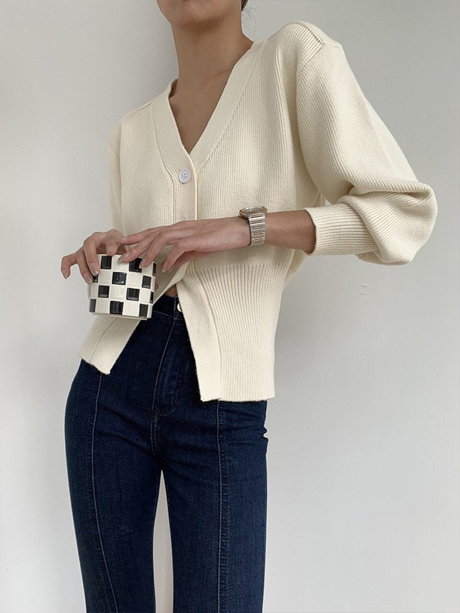 V-Neck Cardigan for Women - Cropped - Image 3