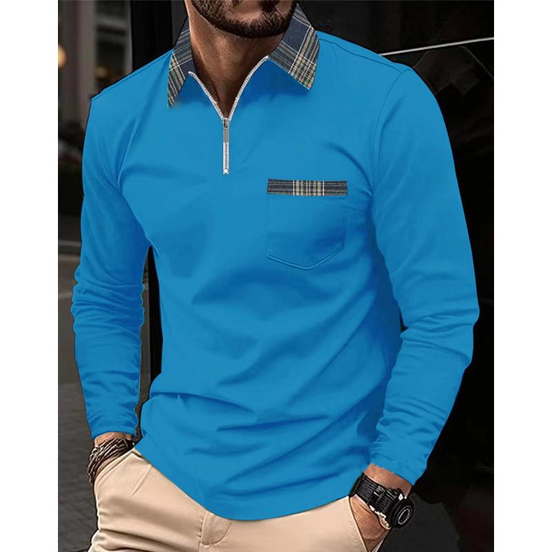 Zip Sweater for Men - Plaid Collar - Image 10
