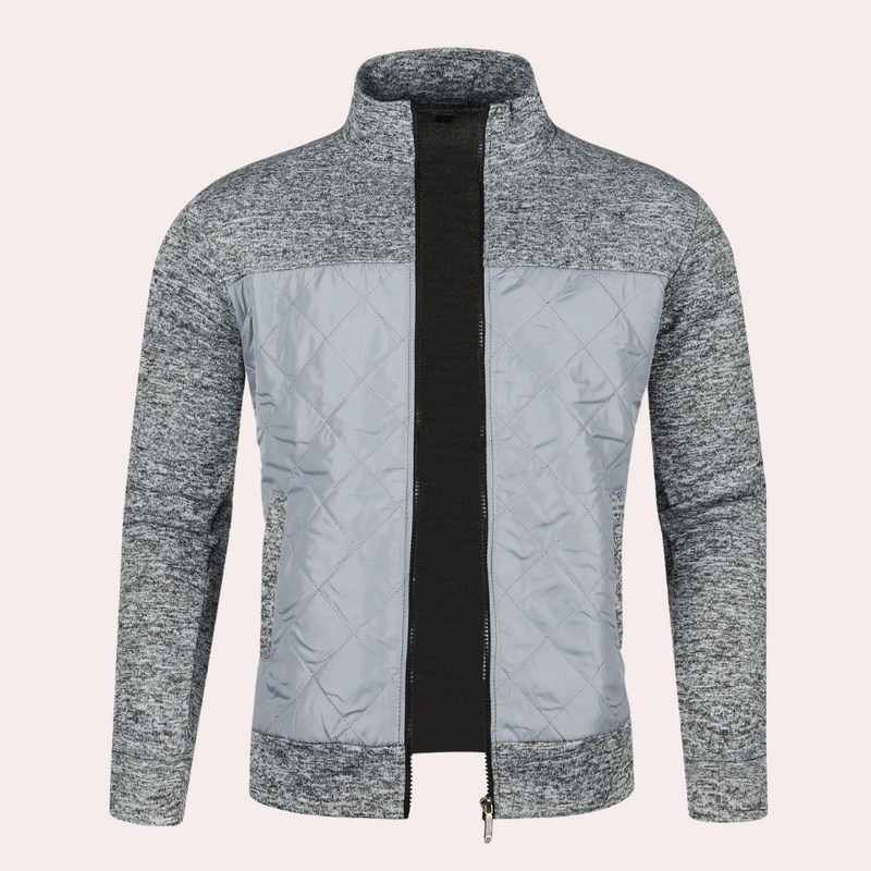 Quilted Full Zip Jacket for Men - Stand Collar - Image 6