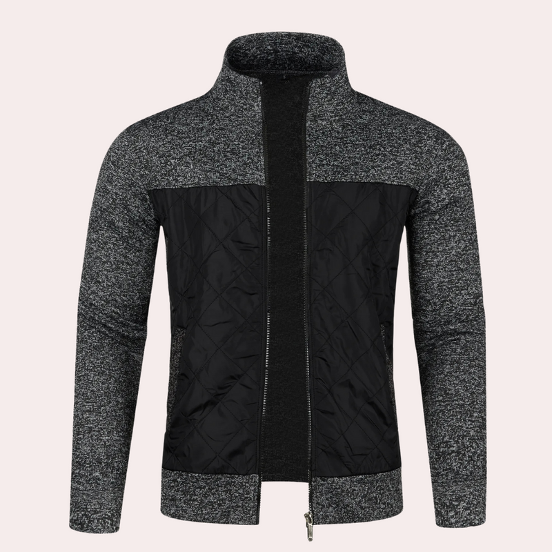 Quilted Full Zip Jacket for Men - Stand Collar - Image 8