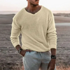 V-Neck Long Sleeve Sweater for Men - Textured Knit - Image 1
