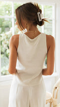 Wide Leg Two-Piece Set for women - Crop Top - Drawstring Waist Side Slit Pants - Image 2