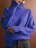 Diamond Pattern Sweater for Women - Turtleneck - Image 7