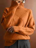Diamond Pattern Sweater for Women - Turtleneck - Image 5