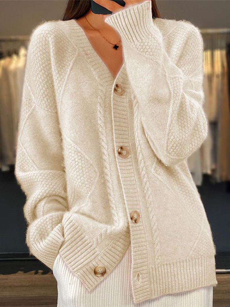 V-Neck Cardigan Sweater for Women - Button Front - Image 1