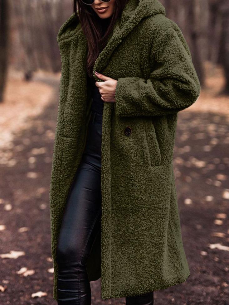 Long Hooded Teddy Coat for Women - Relaxed Fit - Image 10