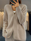 Knit V-Neck Cardigan for Women - Button Front - Image 3