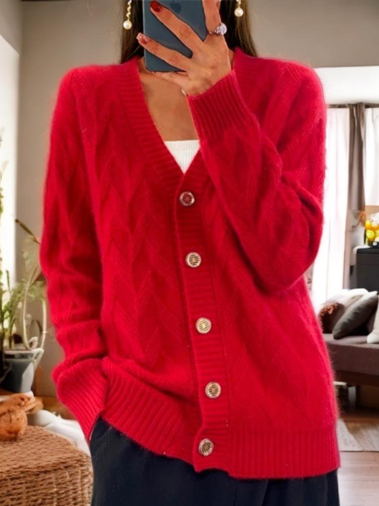 Button-Front Cardigan Sweater for Women - V-Neck - Image 5
