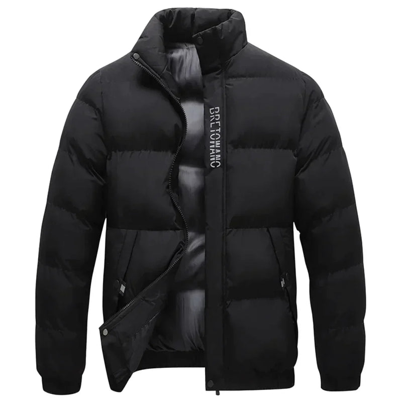 Quilted Puffer Jacket for Men - Stand Collar - Image 2