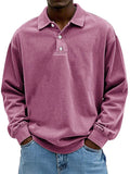 Long Sleeve Polo Shirt for men - Oversized Fit - Collared Button-Down Drop Shoulder Ribbed Cuffs - Image 5
