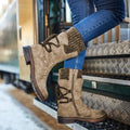 Lace-Up Mid-Calf Boots for Women - Slouch Boots - Image 6