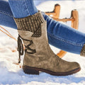 Lace-Up Mid-Calf Boots for Women - Slouch Boots - Image 1