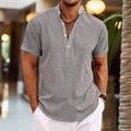 Henley Short Sleeve Shirt for Men - Band Collar Relaxed Fit - Image 7