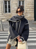 Oversized Fringe Coat for Women - Shawl Collar - Image 1