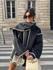 Oversized Fringe Coat for Women - Shawl Collar - Image 1