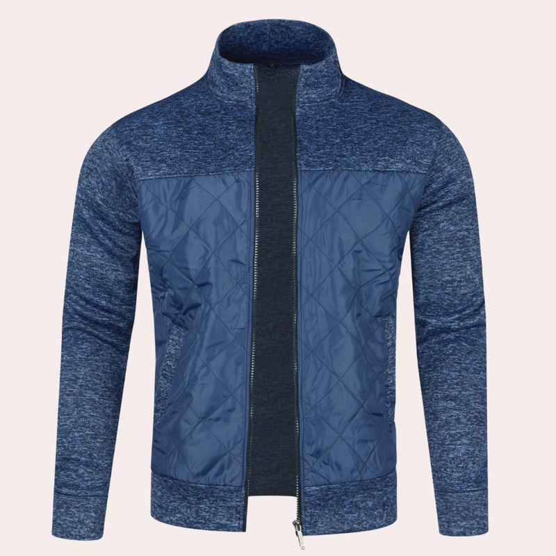 Quilted Full Zip Jacket for Men - Stand Collar - Image 7