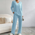 Knit Loungewear Set for Women - Wide Leg Pants - Image 14