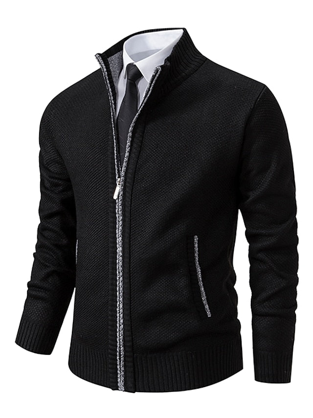 Zip Up Sweater for Men - Stand Collar - Image 8