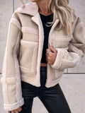 Sherpa Collar Jacket for Women - Boxy - Image 1