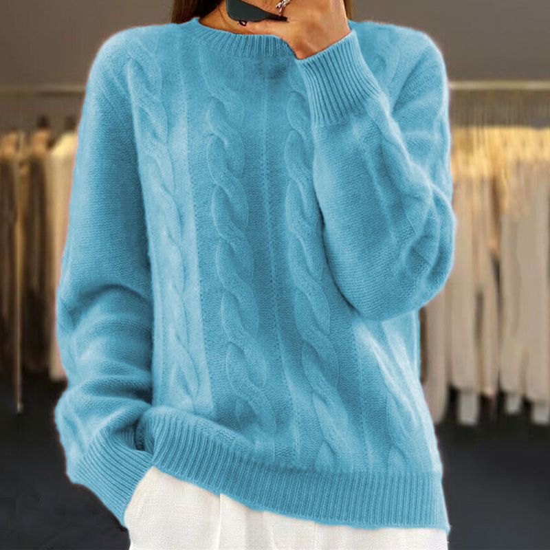 Cable Knit Sweater for Women - Crew Neck - Image 5
