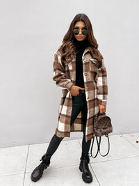 Plaid Oversized Coat for Women - Button Front - Image 10