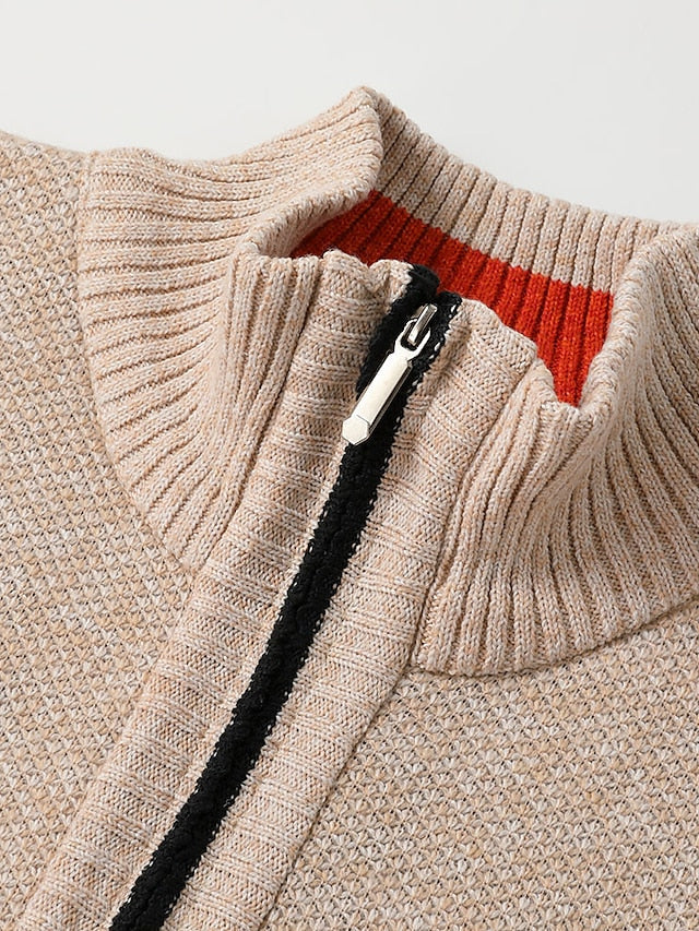 Zip Up Sweater for Men - Stand Collar - Image 3