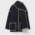 Oversized Fringe Coat for Women - Shawl Collar - Image 10
