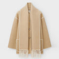 Oversized Fringe Coat for Women - Shawl Collar - Image 11