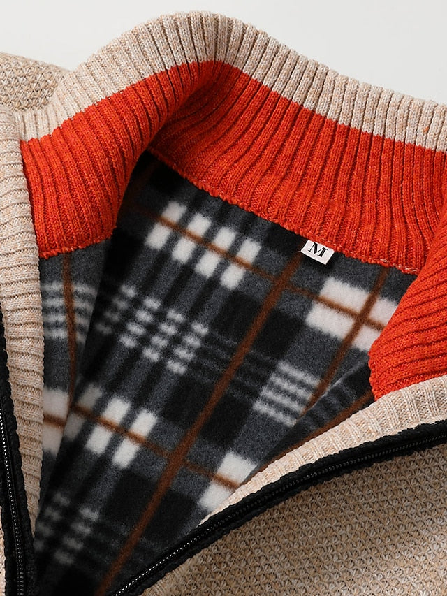 Zip Up Sweater for Men - Stand Collar - Image 2