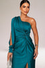 One Shoulder Formal Gown for women - Slit Draped Twist Front Dress - Image 1