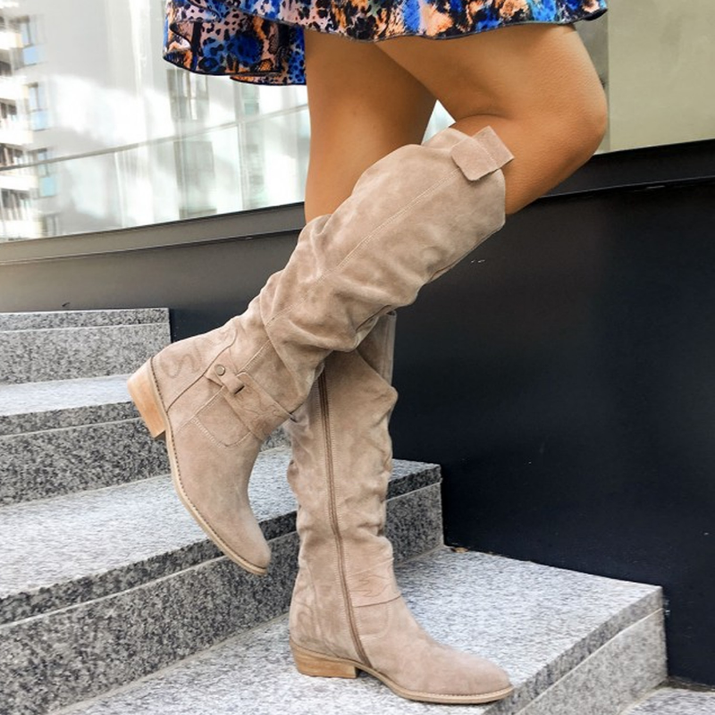 Slouch Knee High Boots for Women - Ruched shaft - Image 1