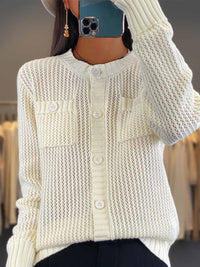 Button-Front Cardigan Sweater for Women - Pocket Detail - Image 3