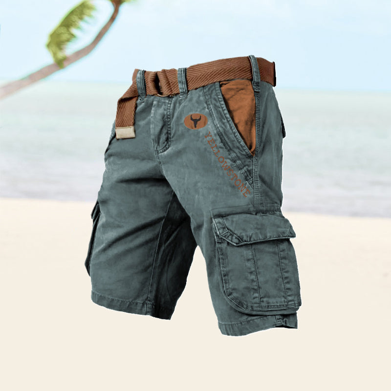 Belted Cargo Shorts for Men - Knee Length Multi-Pocket - Image 5