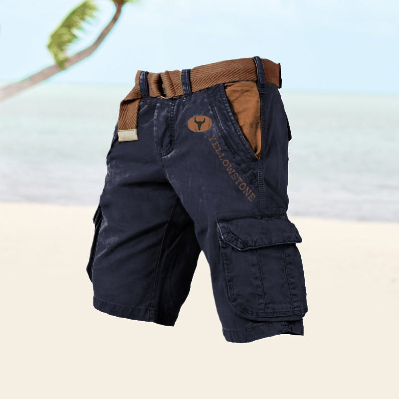 Belted Cargo Shorts for Men - Knee Length Multi-Pocket - Image 6
