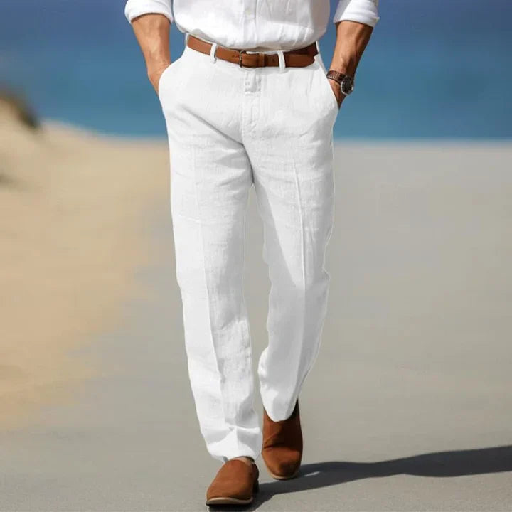 Relaxed Fit Straight Leg Pants for Men - Flat Front Casual - Image 2