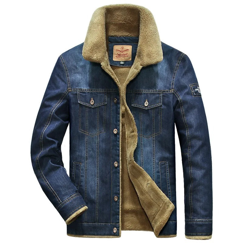 Denim Jacket for Men - Sherpa Collar - Image 2