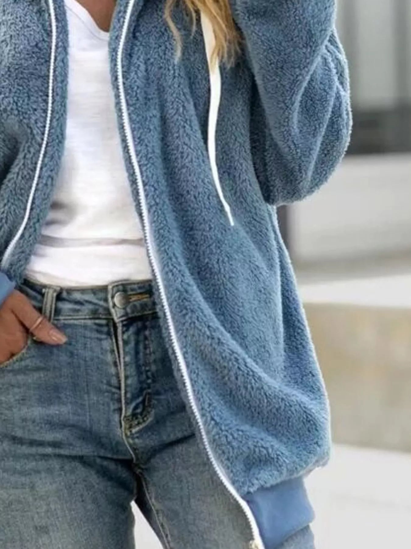 Hooded Cardigan Sweater for Women - Zip Front - Image 3