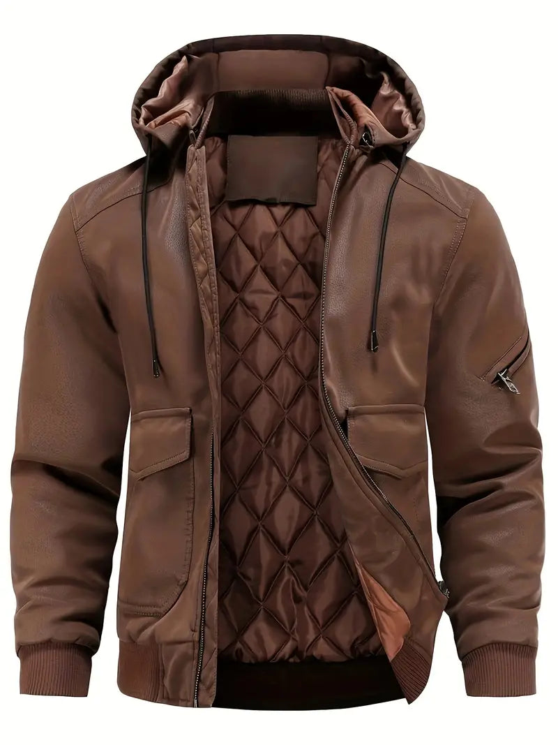 Hooded Bomber Jacket for Men - Quilted Lining - Image 1
