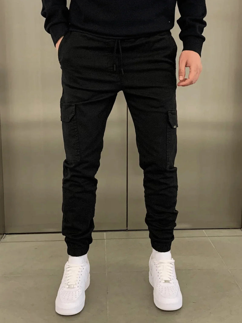Cargo Jogger Pants for men - Slim Fit Ankle Cuffs - Utility Multiple Pockets Drawstring Pants - Image 1
