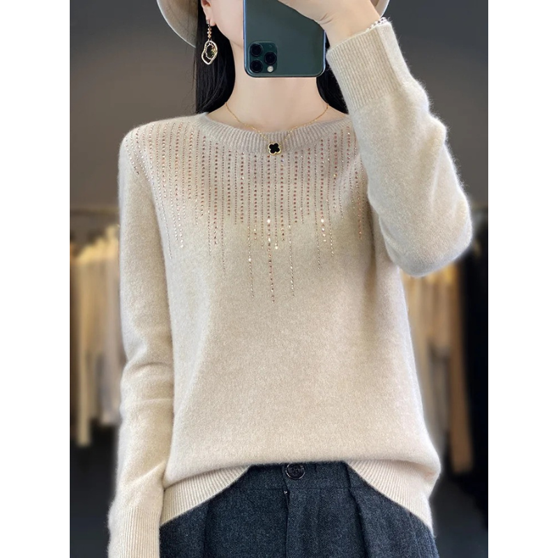 Crewneck Embellished Sweater for Women - Relaxed - Image 5