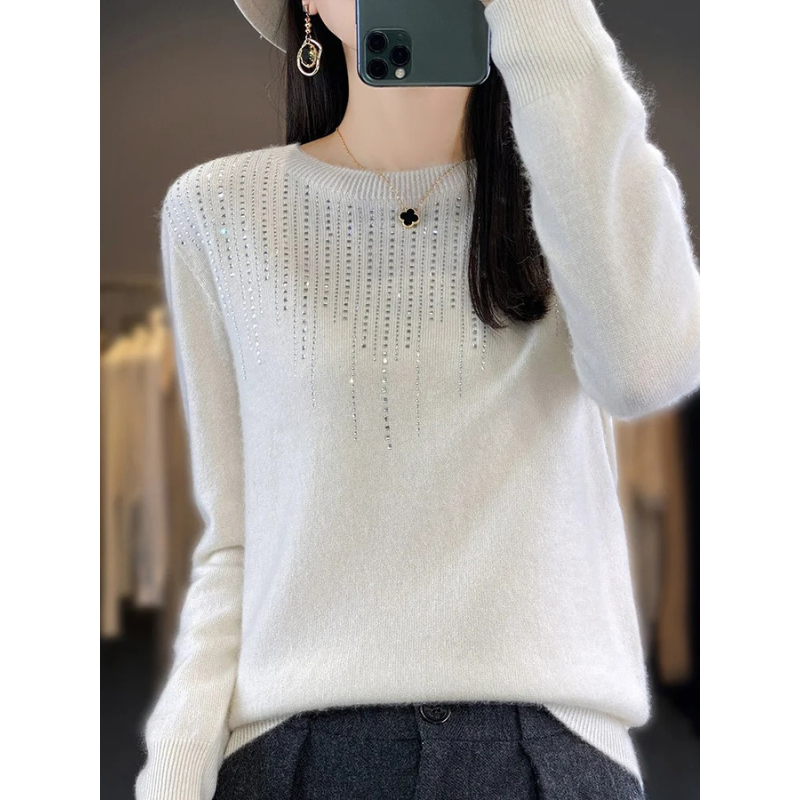 Crewneck Embellished Sweater for Women - Relaxed - Image 4