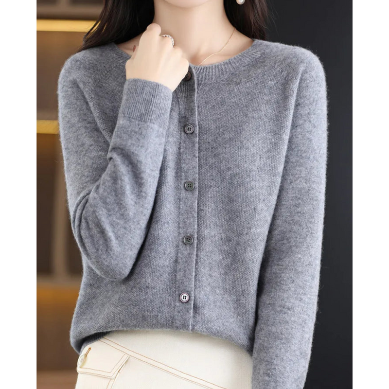 Button-Front Cardigan Sweater for Women - Long Sleeve - Image 5