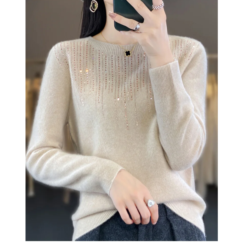 Crewneck Embellished Sweater for Women - Relaxed - Image 6